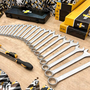Bộ cờ lê vòng miệng ELORA 203S đạt DIN 3113 Form A, hai đầu cùng size, đầu vòng nghiêng 15 độ tiêu chuẩn.