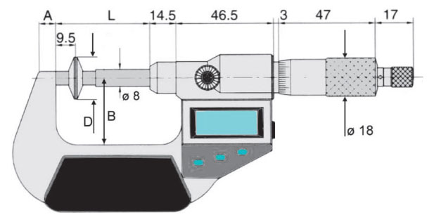 Bản vẽ kỹ thuật panme đo ngoài điện tử 23117 Series