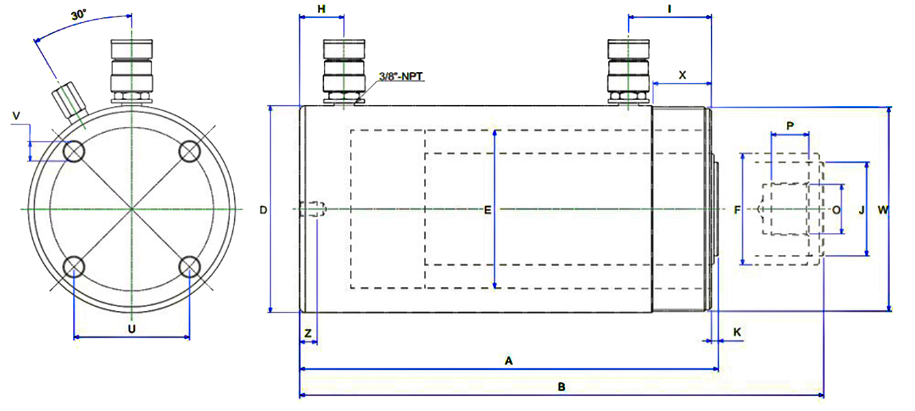 Kích thủy lực BETEX NDAC 2 chiều, loại đẩy kéo, vỏ thép