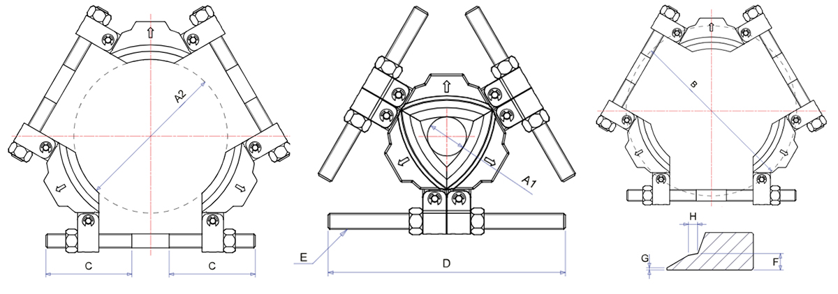 Đĩa cảo mang cá Tri-section, phụ kiện cho vam thủy lực BETEX