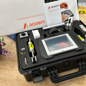 Fixturlaser NXA Pro cung cấp bộ phụ kiện đầy đủ: giá đỡ trục từ tính, thanh nối, thước dây, bộ nguồn, USB, xích và hướng dẫn sử dụng, hỗ trợ trục từ Ø20–450 mm.