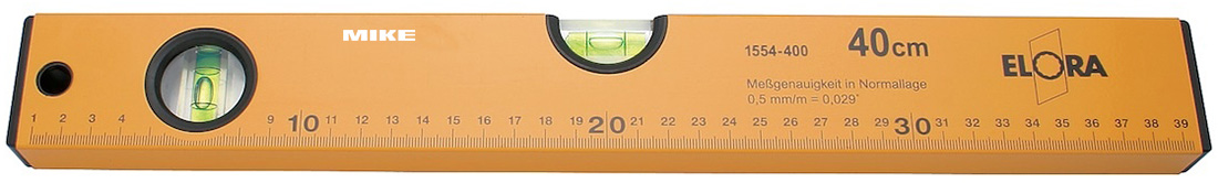 Thước thủy ELORA 1554, độ chính xác 0,5 mm/m, có kính lúp.