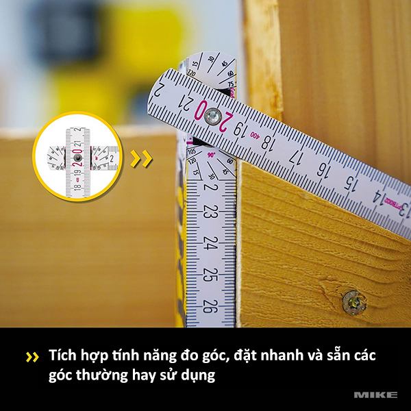 Thước xếp bằng gỗ sồi STABILA 400, chiều dài từ 2 đến 3 mét.