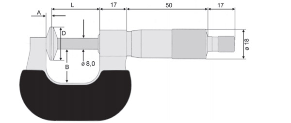 23112 Series Panme cơ đo ngoài 0-100mm, ±0.01mm, ngàm đĩa.