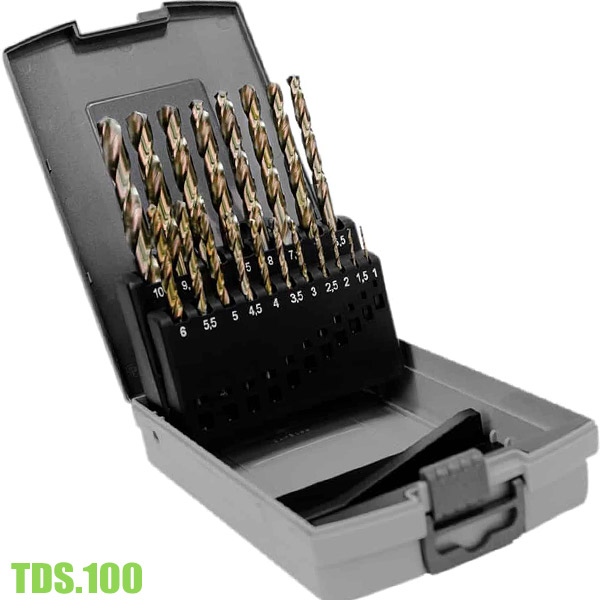 TDS.100 Bộ mũi khoan kim loại HSS-Co 19 mũi, Ø1–10mm