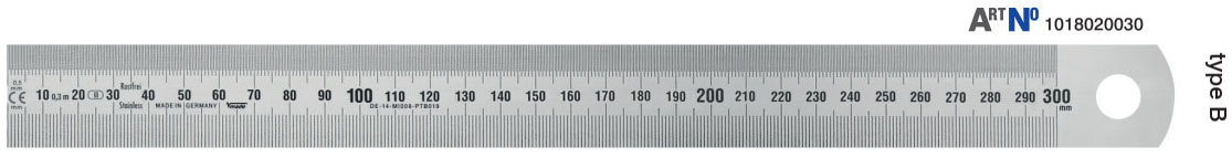Thước inox bản rộng 30mm dày 1mm Type B - Vogel Germany 101802