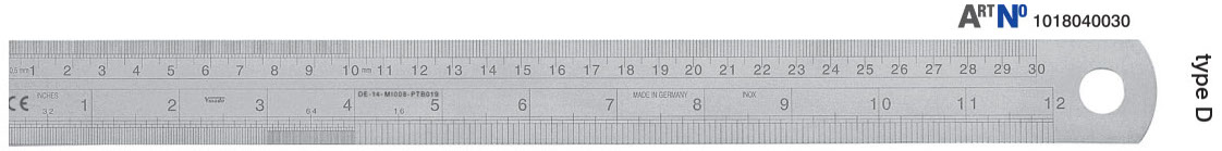 Thước inox bản rộng 30mm dày 1mm Type D - Vogel Germany 101804