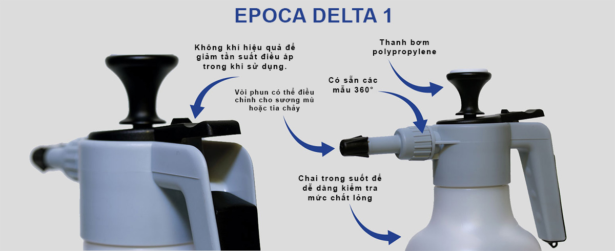 Bình phun sương hóa chất DELTA TEC 1, sản xuất tại Italia