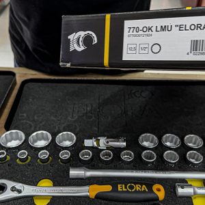 Bộ tuýp đa năng ELORA 770-OKLMU được làm từ vật liệu Chrome Vanadium, bề mặt mạ crom, tăng độ bền và chống mài mòn.