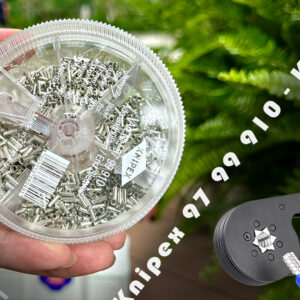 Bộ đầu cos Knipex 97 99 910 sử dụng dạng cos ống dẫn sâu, giúp cố định dây chắc chắn khi bấm bằng các loại kìm cos tay như Knipex 97 53 14.