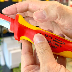 Dao rọc cáp Knipex 98 54 dài 190 mm, lưỡi 50 mm bằng thép tôi dầu chuyên cắt vỏ PVC, cao su.