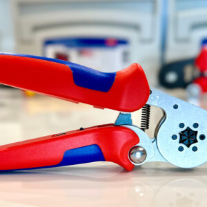 Kìm bấm cos tự động Knipex 97 55 14 cơ cấu bánh cóc, lực ép chuẩn, mở cưỡng bức.