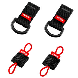 Bộ phụ kiện Knipex 00 21 50 V01 mở rộng khả năng gắn phụ kiện cho túi Modular X18, gồm 2 vòng D và 2 dây cao su, tăng tính linh hoạt và tiện dụng.