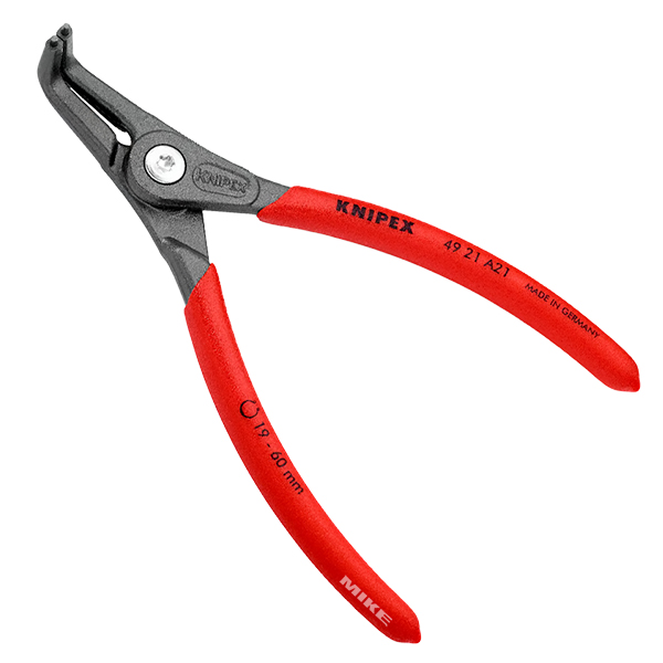 Kim phe ngoai dau cong Knipex 49 21 A21 Tay cầm phủ nhựa chống trượt giúp Knipex 49 21 A21 giữ lực kẹp ổn định khi thao tác trong khu vực dính dầu.