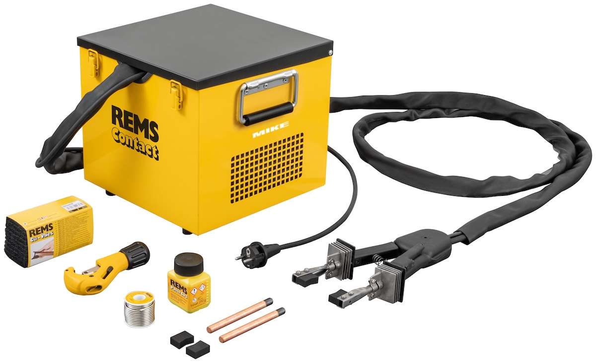 Bản full Bộ máy hàn ống đồng REMS Contact Super-Pack hàn mềm điện cho ống Ø 6–54 mm công suất 1750 W